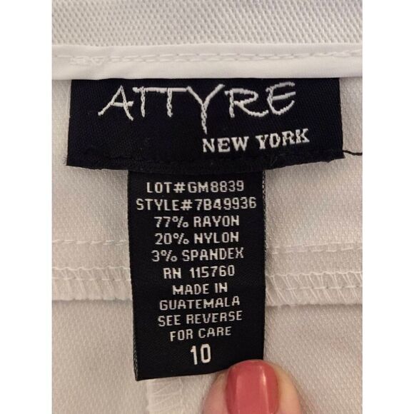 NWT Attyre Women's Audrey Embellished Hem Stretch Slim Ankle Pants White Size 10 - Picture 2 of 13